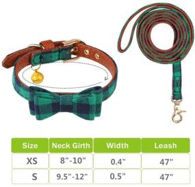 img 3 attached to Classic Plaid Adjustable Bow Tie Dog Collar and Leash Set with Bell, including Bandana and Collars, ideal for Puppy Cats – 3 PCS