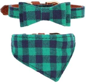 img 2 attached to Classic Plaid Adjustable Bow Tie Dog Collar and Leash Set with Bell, including Bandana and Collars, ideal for Puppy Cats – 3 PCS