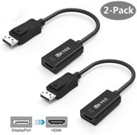 🔌 2-pack displayport to hdmi adapter converter - male to female 1080p - compatible with pc, monitor, projector, hdtv - black logo