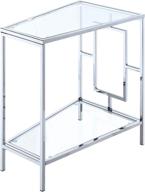 💎 clear glass/chrome frame wedge end table by convenience concepts - town square collection logo