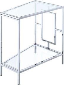 img 3 attached to 💎 Clear Glass/Chrome Frame Wedge End Table by Convenience Concepts - Town Square Collection