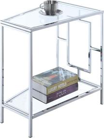 img 2 attached to 💎 Clear Glass/Chrome Frame Wedge End Table by Convenience Concepts - Town Square Collection