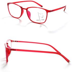 img 3 attached to Red Progressive Multifocal Reading Glasses - Blue Light Blocking Computer Reader for Men and Women (1.5 Magnification)