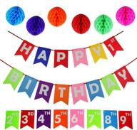 dvn products happy birthday decoration banners: celebrate 9 years with 6 tissue pom pom balls! logo