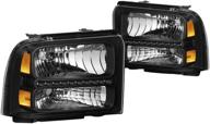 замена фар с светодиодными лампами dna motoring black amber для f250 f350 f450 f550 sd 05-07 логотип