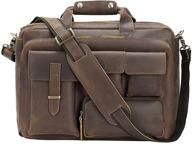 👜 tiding full grain leather 17.3 inch laptop briefcase: multi-pocketed business travel messenger bag for men logo