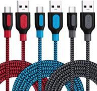 🔌 canjoy 3 pack 10ft плетеный кабель для зарядки usb type c для samsung galaxy s10 s10+ s10e s8 s9, lg v20 g6 v30, htc, google pixel, nexus, moto - быстрый зарядный шнур логотип