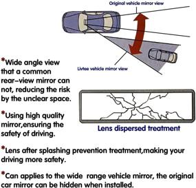 img 3 attached to LivTee 11.2'' Wide Angle Panoramic Convex Curve Rearview Mirror with 🚘 Anti Glare, Eliminate Blind Spot, Clip On Original Mirror for Cars SUV Trucks