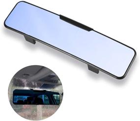 img 4 attached to LivTee 11.2'' Wide Angle Panoramic Convex Curve Rearview Mirror with 🚘 Anti Glare, Eliminate Blind Spot, Clip On Original Mirror for Cars SUV Trucks