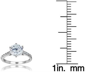 img 2 attached to Hoops & Loops Sterling Silver 8mm Round CZ 6-Prong Solitaire Bridal Ring