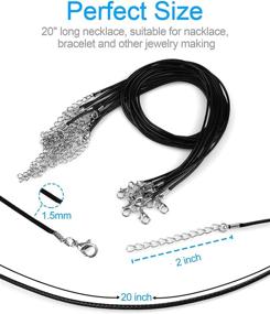 img 2 attached to 📿 Pack of 24 Black Cord Necklaces, 20 Inch Waxed Necklace Cords for Pendants, Black String Necklaces with Clasp for DIY Jewelry Making