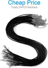 img 3 attached to 📿 Pack of 24 Black Cord Necklaces, 20 Inch Waxed Necklace Cords for Pendants, Black String Necklaces with Clasp for DIY Jewelry Making