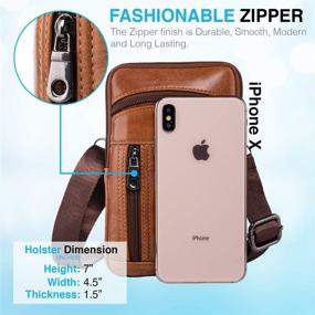 img 3 attached to 📱 Hengwin Genuine Leather Cellphone Pouch Belt Clip Holster Case - iPhone 12 Pro Max, Samsung Galaxy Note 20 Ultra, S10 Plus, and More - Stylish Crossbody Phone Bag for Men (Brown)