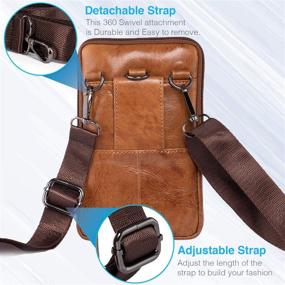 img 1 attached to 📱 Hengwin Genuine Leather Cellphone Pouch Belt Clip Holster Case - iPhone 12 Pro Max, Samsung Galaxy Note 20 Ultra, S10 Plus, and More - Stylish Crossbody Phone Bag for Men (Brown)