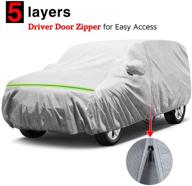 kakit 5 layers jeep wrangler car cover 4 door - waterproof, all weather uv protection, driver door zipper, fits up to 194&#34; logo