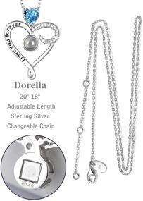 img 3 attached to Christmas Birthday Gifts for Mom Wife: Dorella 'I Love You' Necklace with 100 Languages, December January Birthstones (Blue Topaz, Garnet, Amethyst, Emerald) and Love Heart Design. Made of Sterling Silver Jewelry.