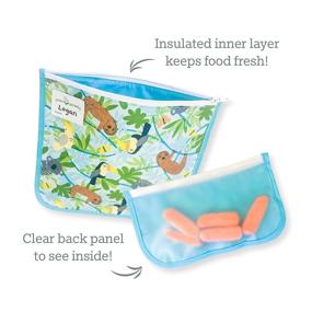 img 3 attached to Green Sprouts Reusable Insulated Sandwich Bags (2 Pack) 🥪 - Keep Food Fresh, Store Utensils, Wipes & More, Waterproof