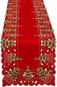 img 4 attached to GRELUCGO Embroidered Christmas Holiday Rectangular: Festive Elegance for Seasonal Decor