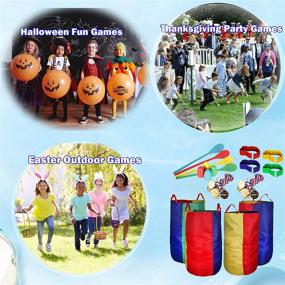 img 2 attached to 🎉 Fun Outdoor Lawn Games: Potato Sack Race Bags for Kids and Adults, Egg and Spoon Race Games, 3-Legged Race Bands, Game Prizes - Perfect for Backyard Field Day Birthday Parties and Family Gatherings