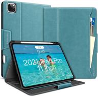 bukoor ipad pro 11 inch case - pu leather folio smart cover for ipad pro 2021/2020/2018 - pencil holder & auto sleep/wake - green logo