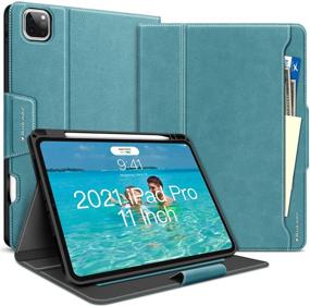 img 4 attached to BuKoor iPad Pro 11 inch Case - PU Leather Folio Smart Cover for iPad Pro 2021/2020/2018 - Pencil Holder & Auto Sleep/Wake - Green