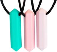 👧 tilcare chew chew sensory necklace - the ultimate silicone chewy toy for kids & adults with autism - textured chewing pendant for boys & girls - (3-pack) logo