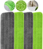 🧹 microfiber spray mop replacement heads for wet and dry floor cleaning: 4 pack, washable, reusable, ideal for hardwood, tile, parquet floors (5.5x16.5 inches) logo