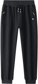 img 4 attached to 👖 Kihatwin Big Boy's Teen Zip Joggers Pants: Versatile Casual Gym Workout Athletic Tapered Sweatpants with Pockets