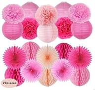 🎈 sogorge 20 pcs peach pink rose paper lantern honeycomb balls pom poms for baby shower birthday decoration, bridal wedding party supplies logo