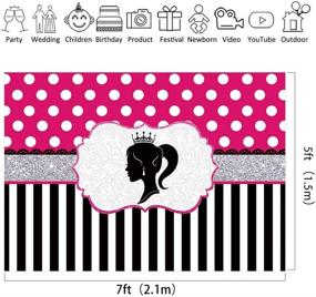 img 2 attached to 🎀 Riyidecor Barbie Party Backdrop - 7Wx5H Feet Black and White Stripes Polka Dot Glamour Girl Birthday Baby Shower Party Photography Background Banner Cake Table Decoration Decor Props Photo Shoot Fabric