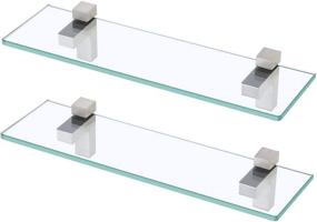 img 4 attached to 🚿 Bathroom Glass Shelf with Tempered Glass & Brushed Nickel Brackets [2 Pack]
