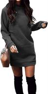 👗 miselon women's casual fleece long pullover sweatshirt dress with pockets - long sleeve mini sweater dress logo