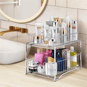 img 3 attached to 🛁 Efficient Stackable 2-Tier Vertical Bathroom Storage: Space-Saving Under Sink Cabinet Organizer, Toilet Vanity Drawers in Sleek Chrome Finish