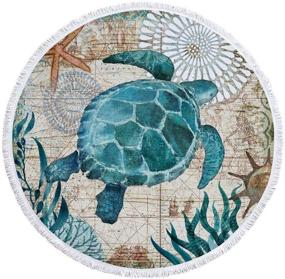 img 3 attached to IcosaMro Round Beach Towel Turtle: Microfiber Blanket for Kids and Adults - 59 Inches, Blue