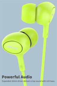 img 3 attached to MIATONE Wired Earbuds with Microphone - Crystal Clear Sound and Ergonomic Design, Green