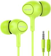 miatone wired earbuds with microphone - crystal clear sound and ergonomic design, green logo