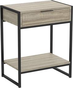 img 3 attached to 🌑 Safdie & Co. Dark Taupe Accent Table with Drawer and Shelf - Black Metal Frame, Beige Finish