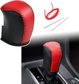 img 4 attached to 🔴 Red Leather Gear Shift Knob Cover & Boots for Honda Civic 10th Gen 2016-2021 Automatic Transmission Shift Lever