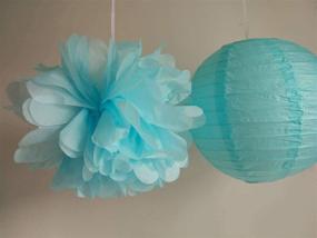img 3 attached to 15-Piece Baby Shower Party Decorations Kit: Tissue Paper Pom Poms, Mixed Paper Lanterns, and Party Supplies - Perfect for White and Blue Boy Baby Shower, Birthday, and Bridal Shower Decorations