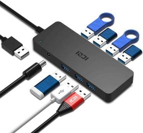 img 4 attached to 💻 ICZI Powered USB 3.0 Hub: 7-Port Splitter with 5V/4A Power Adapter for Laptop, Desktop PC, and More (Black)
