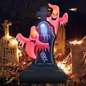 img 2 attached to Halloween Inflatable Decorations: AMDAILY 5.4 FT Ghosts & Tombstones Red LED Lights Blow Up Inflatables for Halloween and Christmas Party, Indoor & Outdoor Yard Decor