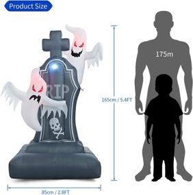 img 1 attached to Halloween Inflatable Decorations: AMDAILY 5.4 FT Ghosts & Tombstones Red LED Lights Blow Up Inflatables for Halloween and Christmas Party, Indoor & Outdoor Yard Decor
