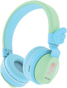 img 4 attached to 🎧 Riwbox BT05 Bluetooth Kids Headphones - Wireless Foldable Headset with Volume Control and Mic/TF Card Compatibility for iPad/iPhone/Tablet - Green & Blue
