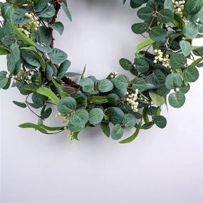 img 1 attached to 20-Inch Foeyyir Artificial Eucalyptus Leaf Green Wreath with Small White Berries - Ideal for Front Door, Home Décor, Outdoor Festivals, Garland