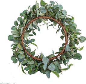 img 3 attached to 20-Inch Foeyyir Artificial Eucalyptus Leaf Green Wreath with Small White Berries - Ideal for Front Door, Home Décor, Outdoor Festivals, Garland