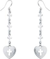 lux accessories silvertone religious earrings logo