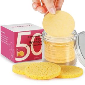 img 4 attached to 🧽 GAINWELL Compressed Facial Sponges: Natural 50-Piece Set with Storage Container