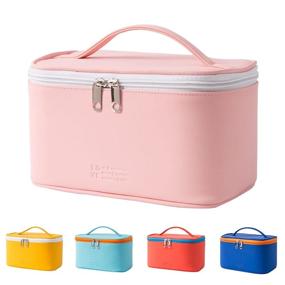 img 4 attached to Travel Cosmetic Bags for Women Girls - Waterproof Zipper Pouch Makeup Organizer - Cute Makeup Bag (Light Pink)