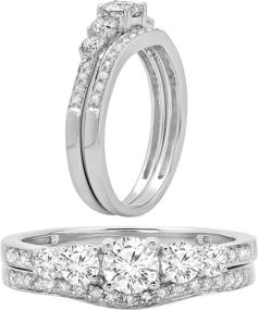 img 3 attached to 💍 Dazzlingrock Collection: 0.45 Carat Round Diamond Ladies 5 Stone Bridal Engagement Ring Set with Matching Band - 14K Gold