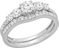 💍 dazzlingrock collection: 0.45 carat round diamond ladies 5 stone bridal engagement ring set with matching band - 14k gold logo